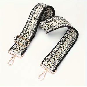 Boho, woven crossbody strap with golden hardware